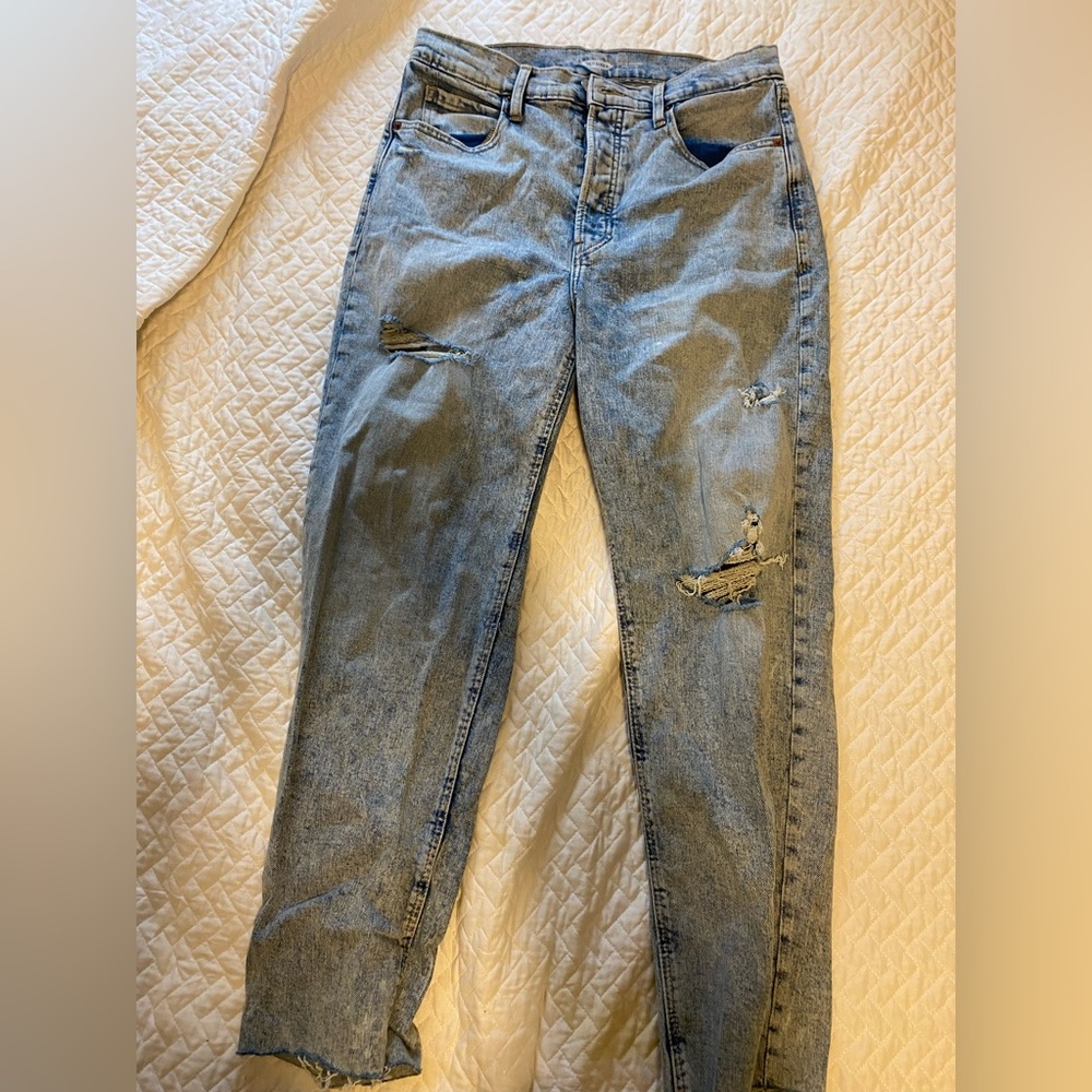 old navy high rise straight distressed jeans size 12, excellent condition